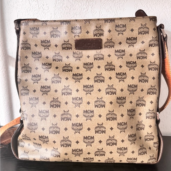 MCM Handbags - MCM Tan Visetos Logo Messenger Bag